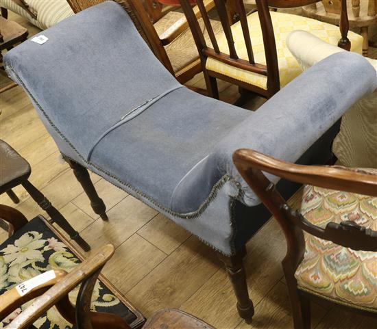 An Edwardian walnut window seat, W.110cm